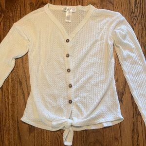 white waffle pattern-crop long sleeve, adult XS-$9